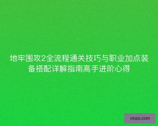 地牢围攻2全流程通关技巧与职业加点装备搭配详解指南高手进阶心得